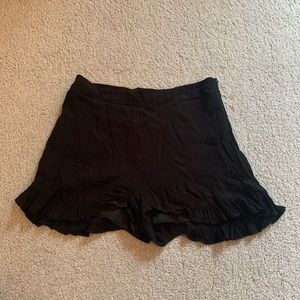 High Waisted Black Ruffle Shorts